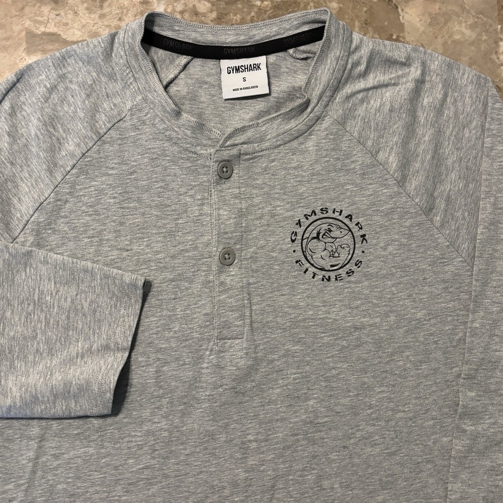 Gymshark Shirt Mens Small Grey Legacy Henley Lifting Club Pump Cover Lifting